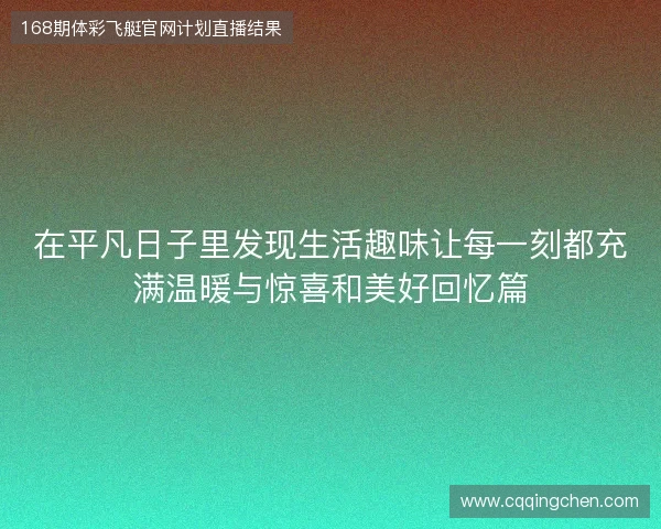 在平凡日子里发现生活趣味让每一刻都充满温暖与惊喜和美好回忆篇